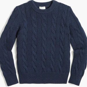 J. Crew Navy Blue Cable Crewneck Sweater